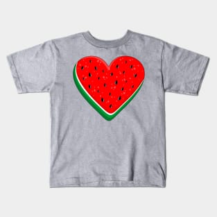 Watermelon Heart Valentine's Day Free Palestine Kids T-Shirt